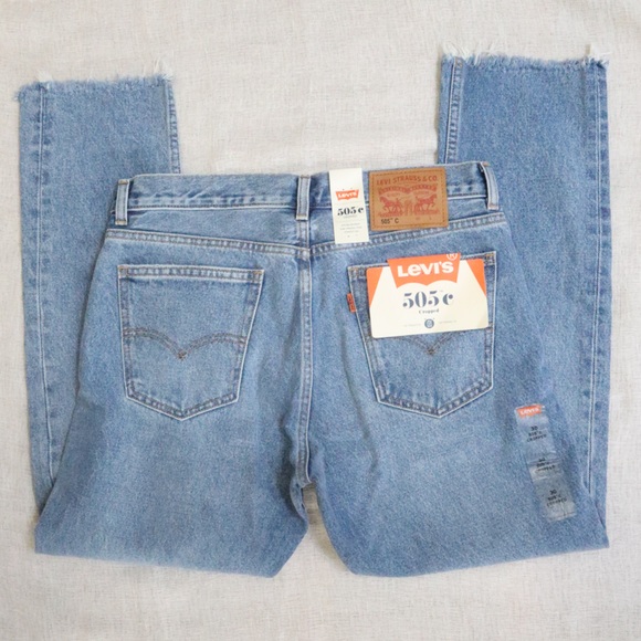 Levis 505 Cropped Raw Hem Slim Straight Jeans NEW - Picture 11 of 11